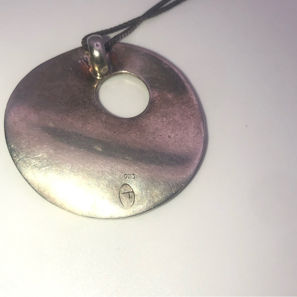 Vtg 925 Sterling Modernist Circle Pendant & Boxlink Chain 21” & 1.5” / 19.5g - Picture 7 of 10